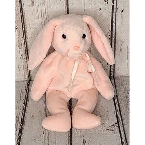 7" 1996 Vintage Ty Beanie Babies Pastel Pink Hoppity Bunny Rabbit Plush Beanbag